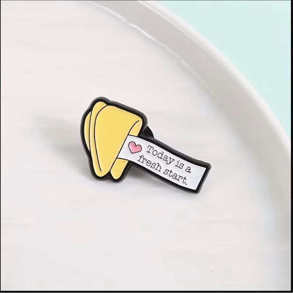 Accessories - Yellow Fortune Cookie Enamel Pin - Today Is A Fresh Start